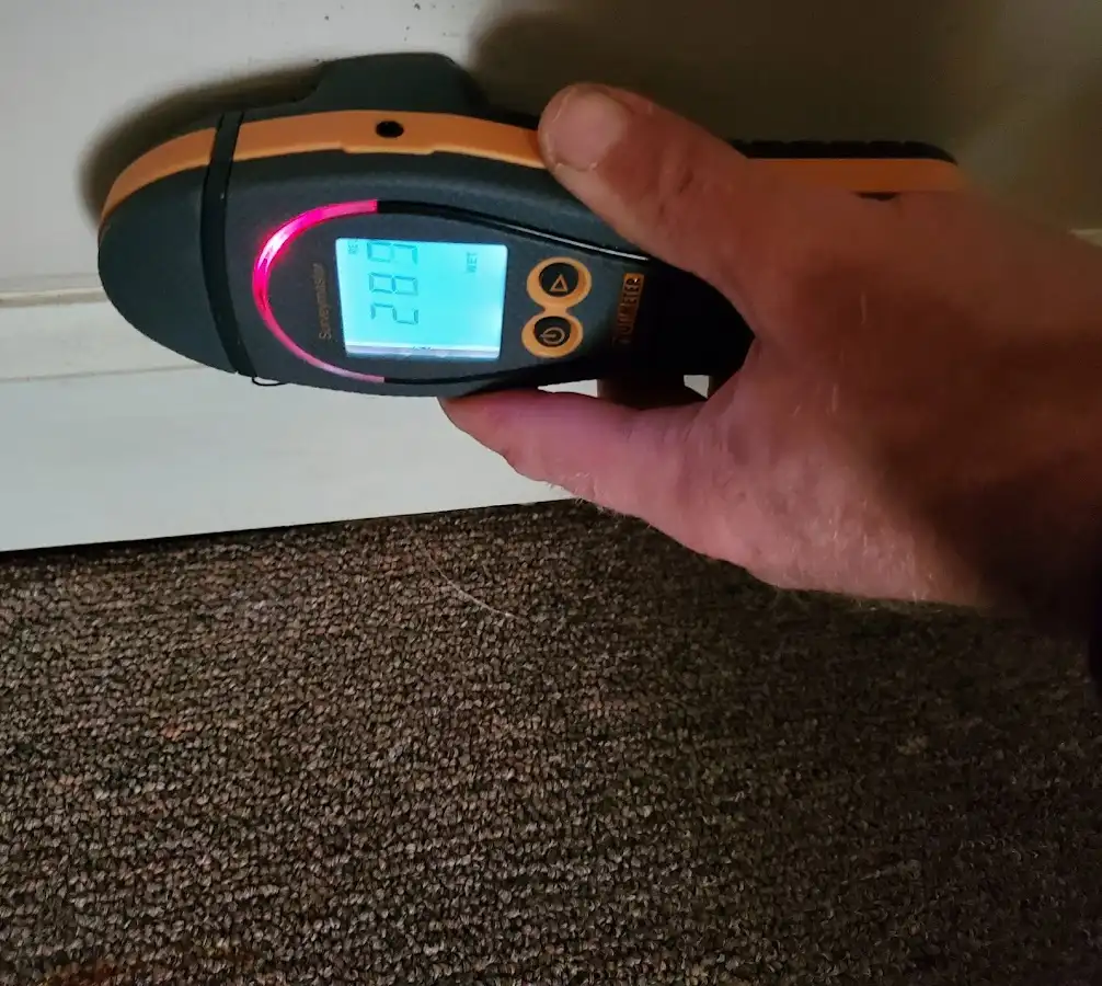 Moisture detection at baseboard during Sewage Cleanup & Sanitation in Winthrop Town